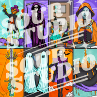 Neon Halloween Tarot PNG Collection