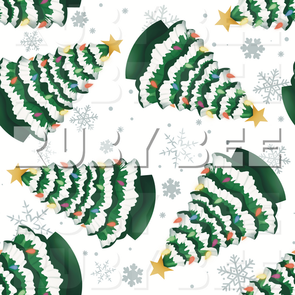 Classic Christmas Tree (White Subtle Snowflake) Seamless